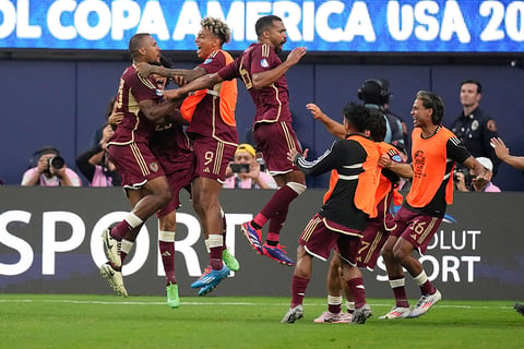 Salomon Rondon celebrates after scoring  from a penalty kick